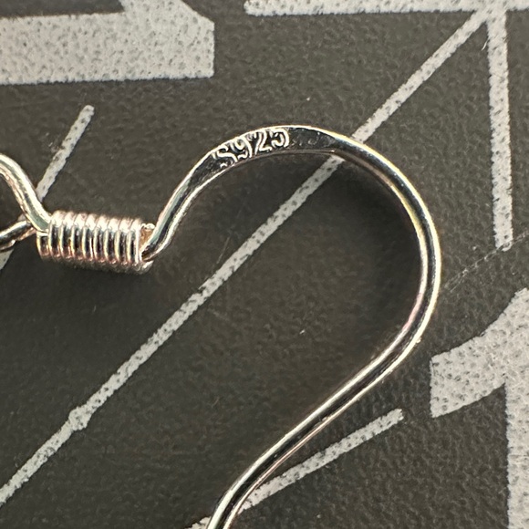 925 Silver Hooks, Purple and Silver Beaded Dangle Earrings - Picture 4 of 4